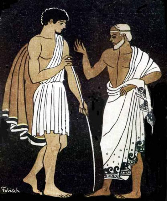 Bildnachweis: llustration von Pablo E. Fabisch zu Homers Odyssee: Telemachus und Mentor. Quelle: Public Domain