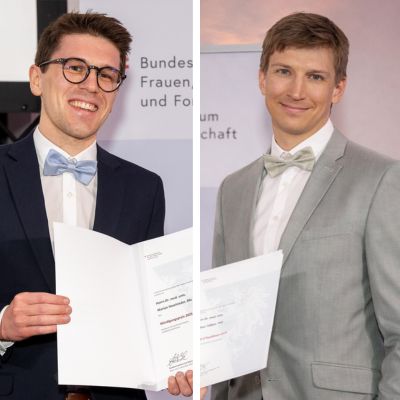 Andreas Zollner (r.) bei der Verleihung des Award of Excellence mit Elmar Pichl vom Bundesministerium für Frauen, Wissenschaft und Forschung Staatspreise.jpg
